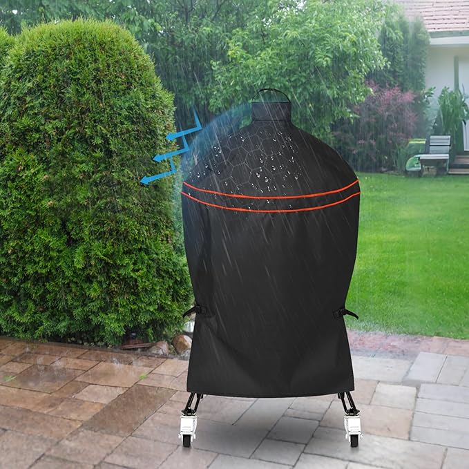 Heavy-Duty 600D Grill Cover fit for Kamado Joe 18-inch Classic Joe Series I II III Ceramic Charcoal Grill and Other Round 18-inch Charcoal Grill with Similar Sizes, 33" Dia x 48" H