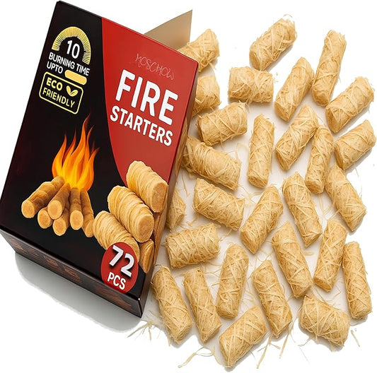 Fire Starter -Easy to Ignite, 72 pcs Odorless Natural Fire Starters for Wood Stove & Pellet, Fireplace, Indoor & Outdoor Fire Pit, Firestarter for Grill, BBQ, Campfires, Chimney Charcoal, Tumbleweed