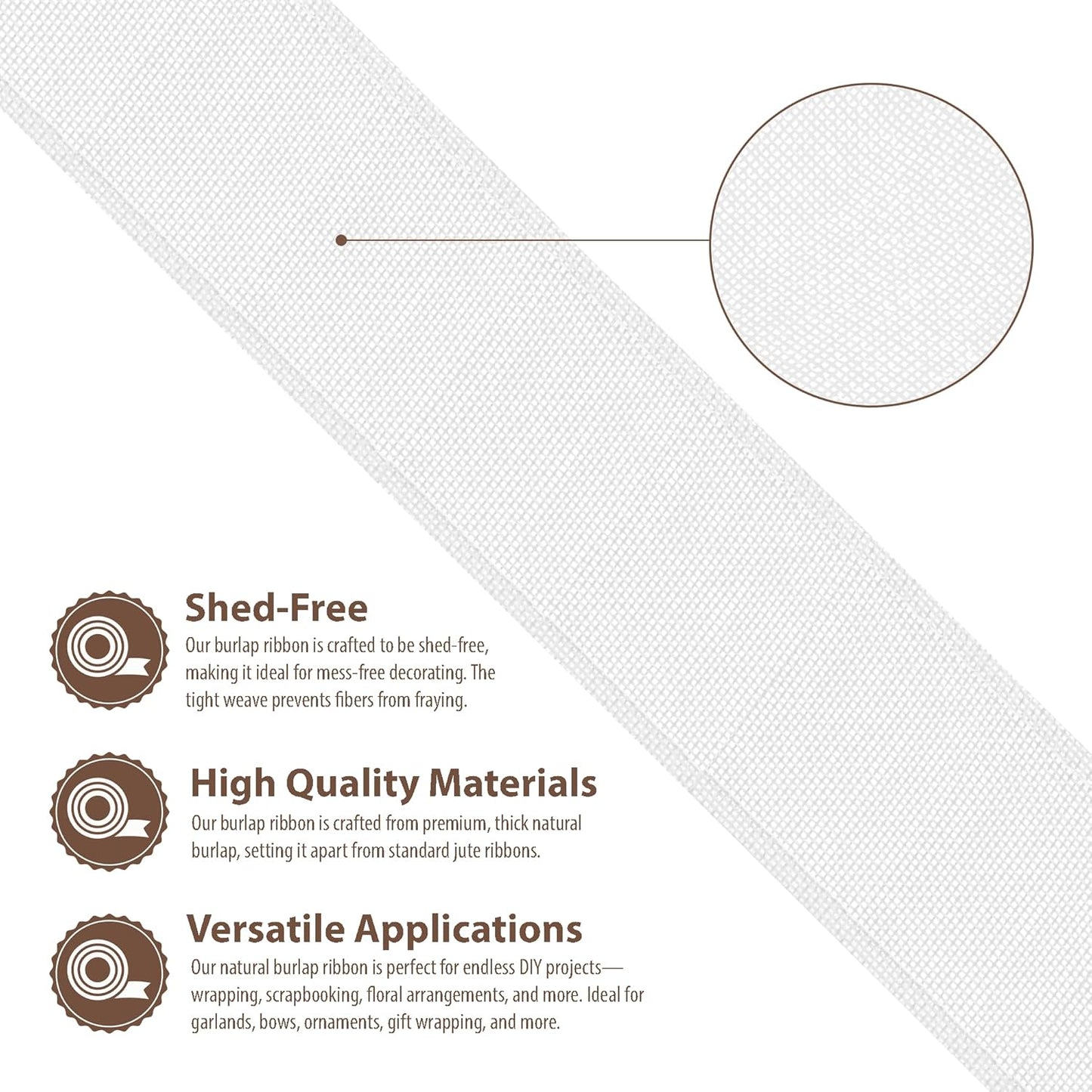 Mandala Crafts White Burlap Ribbon 2.5 Inches Wide Jute Ribbons for Crafts - 20 Yds Roll Rustic Burlap Wrap Trim Ribbons for Wreaths Bows Wedding Party Decoration