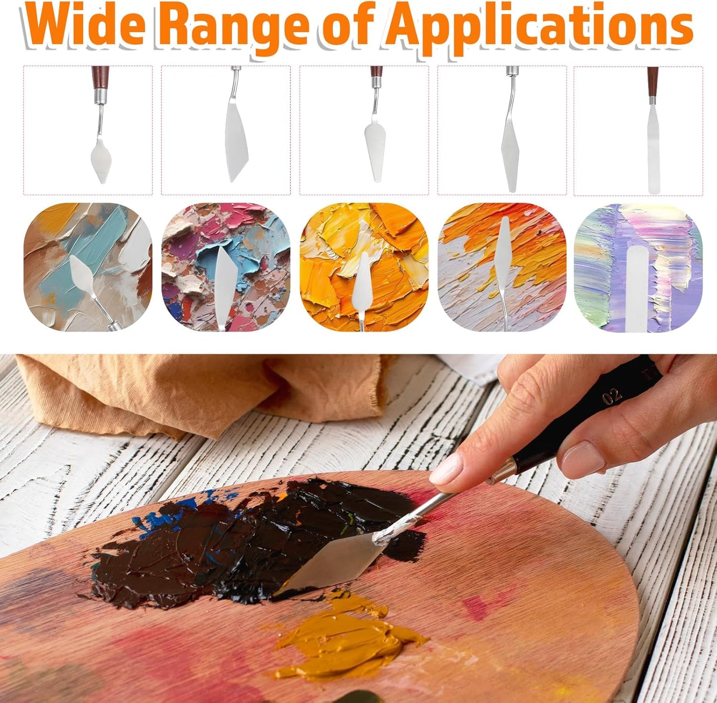27 Piece Palette Knife Set, Stainless Steel Spatula Art Spatula Pallet Knife Painting Knives with Wood Handle Oil Painting Accessories for Oil, Acrylic Paint Various Color Mixing Tools