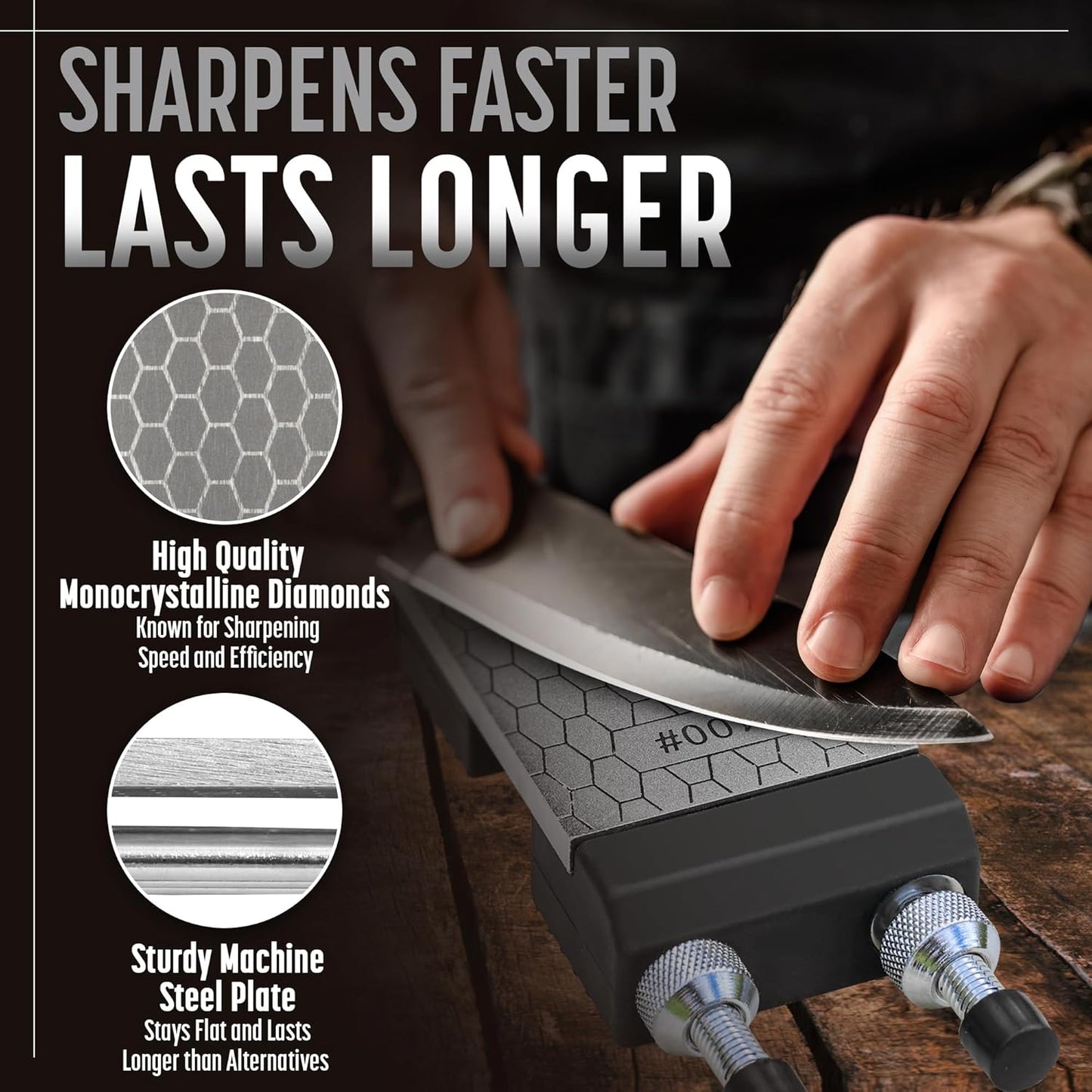 Heavy Duty Diamond Sharpening Stone Set, 2-Sided Fine 1000 Grit/Coarse 400 Grit Sharpening Plate, Fast & Efficient Knife Sharpener for Razor Sharp Knives and Chisels from Schaaf Tools