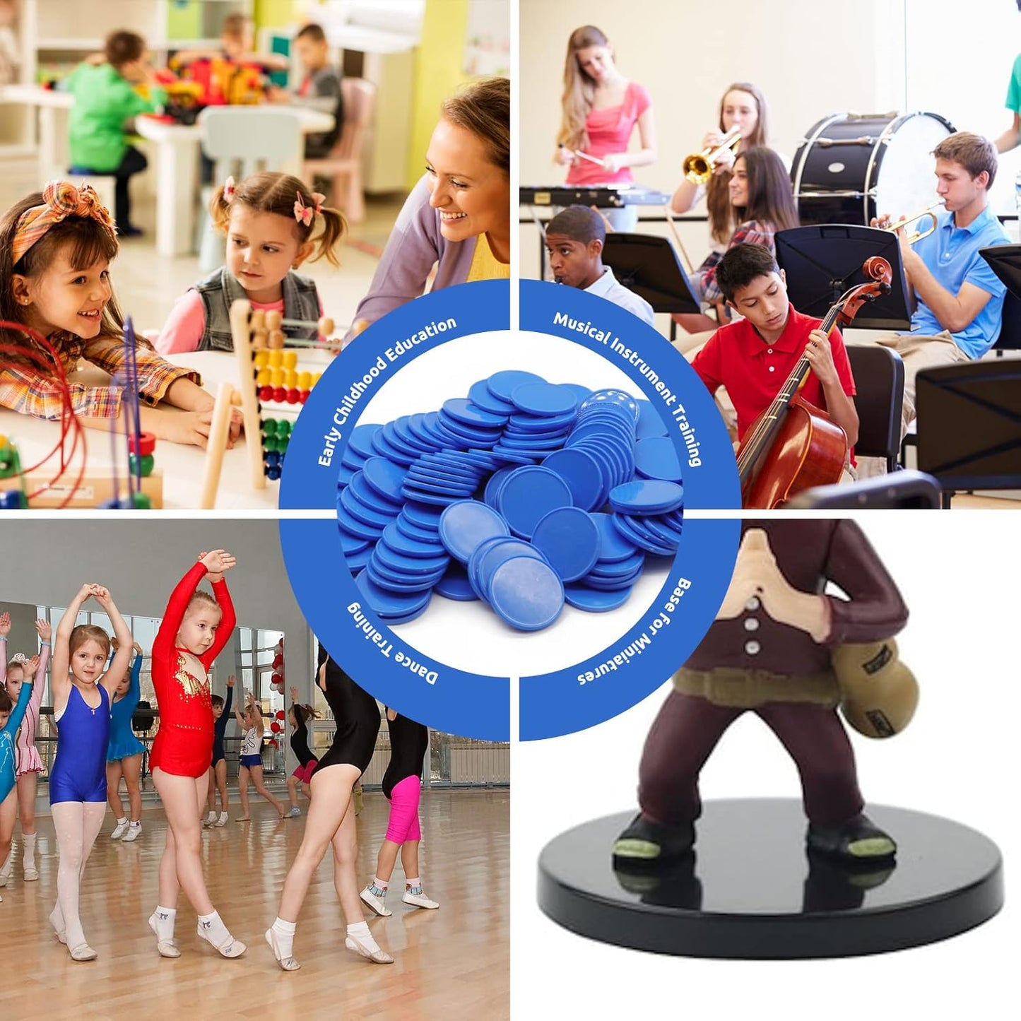 Set of 100 Opaque Plastic Learning Counters Mini Poker Chips Game Tokens with Storage Box (RoyalBlue, 1.26 Inch)