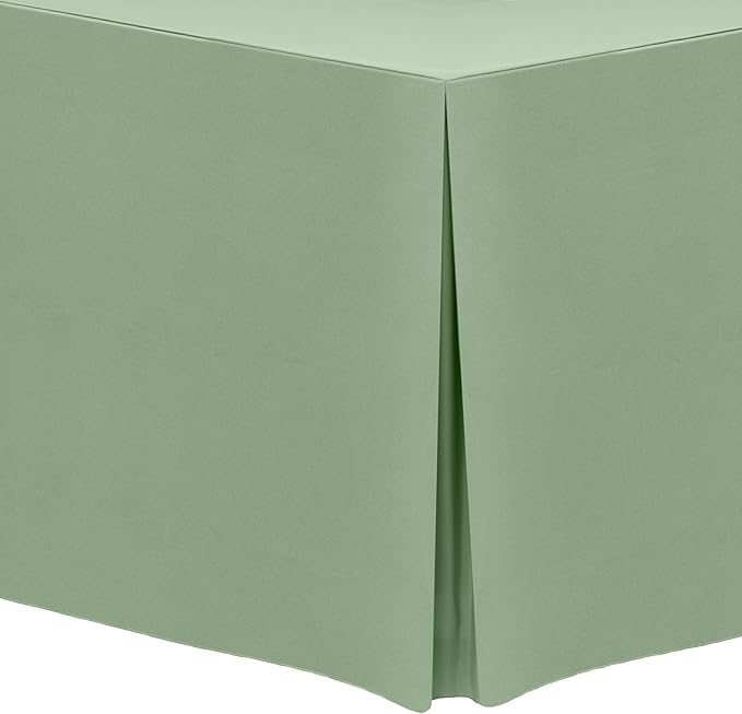 Ultimate Textile -3 Pack- 5 ft. Fitted Polyester Tablecloth - Fits 30 x 60-Inch Banquet and Folding Rectangular Tables - 42" H, Sage Green