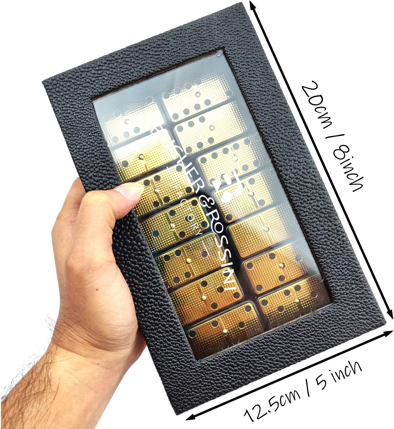 Bucher&Rossini Metal Surface Dominoes Set Double 6 for Adults and Kids - Classic 28Pieces Gold Metal Surface Domino's Game Set Idea Gift Present for Domino Players or Family Game Night