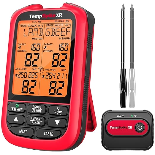 ThermoPro TempSpike 2000FT Wireless Meat Thermometer with 2 Ultra-Thin Meat Probe, Smart Meat Thermometer Digital Wireless for Rotisserie, Smoker, BBQ, Grill and Kitchen Cooking Thermometer