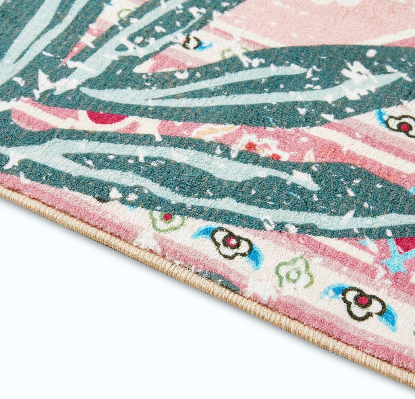 Washable Pink Rugs Thin Oriental Boho Vintage Cute Tropical Leopard 4ft Round Area Rugs for Bedroom Kitchen Dining Living Room Office Indoor Entryway Distressed Nursery Circle Carpet