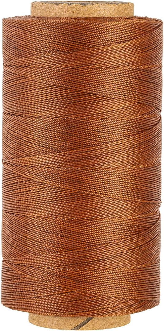 Thin Wax Polyester Thread, 0.45mm, 547 Yards, 3 Ply Round Waxed Cord Strings for Sewing, Beading, Binding, Micro Braiding, Fine Leather Craft and Micro Macrame Jewelry - Brown