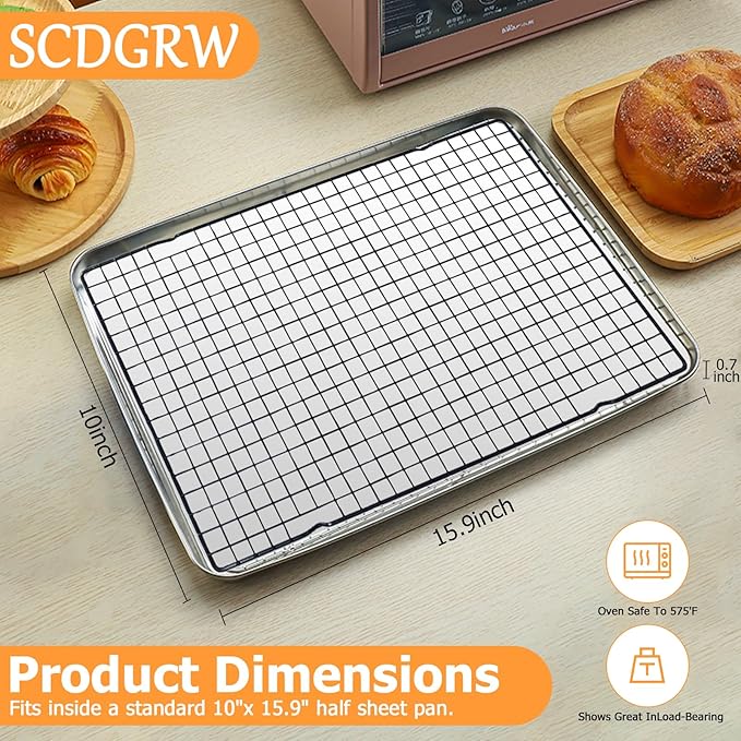 5PCS Cooling Racks for Cooking and Baking 10" x 16" Wire Rack Baking Rack, Cookie Rack, Heavy Duty Stainless Steel Wire Rack for Grilling, Roasting, Cooking, Drying