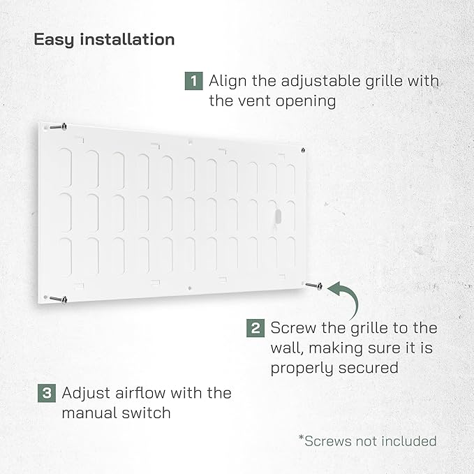Vent Systems 16" x 8" Inch (Outer Dimensions) Metal Air Vent Grille - White Adjustable Register Vent Cover - Open/Close Air Supply Intake Wall Vent - Heating/Cooling Ceiling Grille for House, Garage