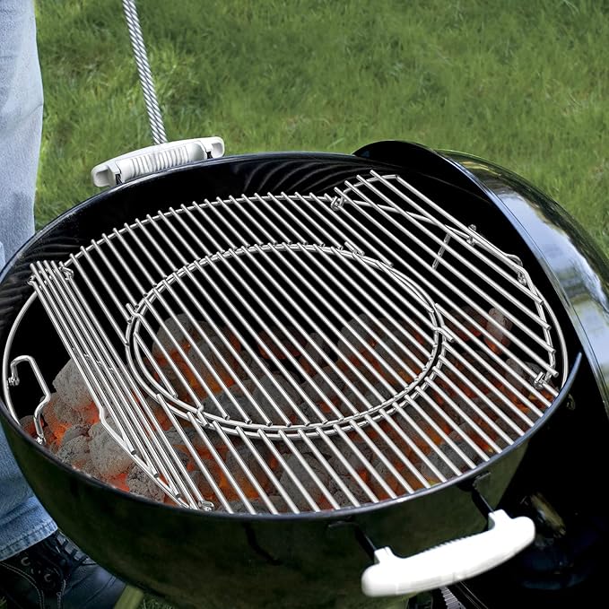 onlyfire Double-Side Hinged Cooking Grate, Gourmet BBQ System Replaced Grilling Grate for Weber 22" Charcoal Kettle Grills