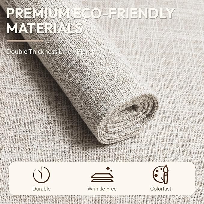 Blue Forest Placemats Set of 8, Dual-Layered Thickened Faux Linen Cloth Place Mats Heat Resistant Machine Washable Wrinkle Free Table Mats Indoor/Outdoor (Cream Beige)