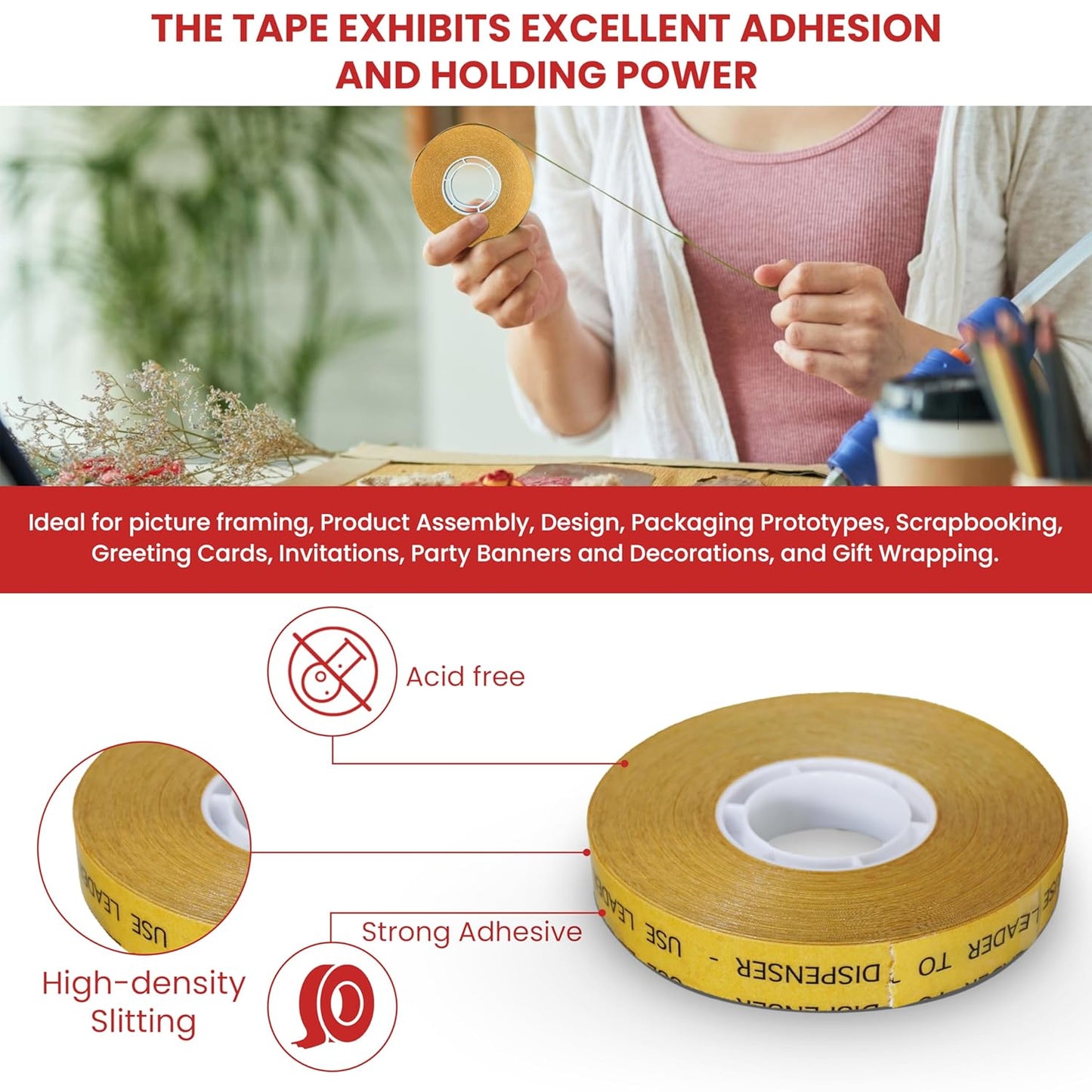 GGR Supplies T.R.U. ATG-7502 ATG Tape (Acid Free Adhesive Transfer Tape): 3/8 in. Wide x 36 yds. (Pack of 24)