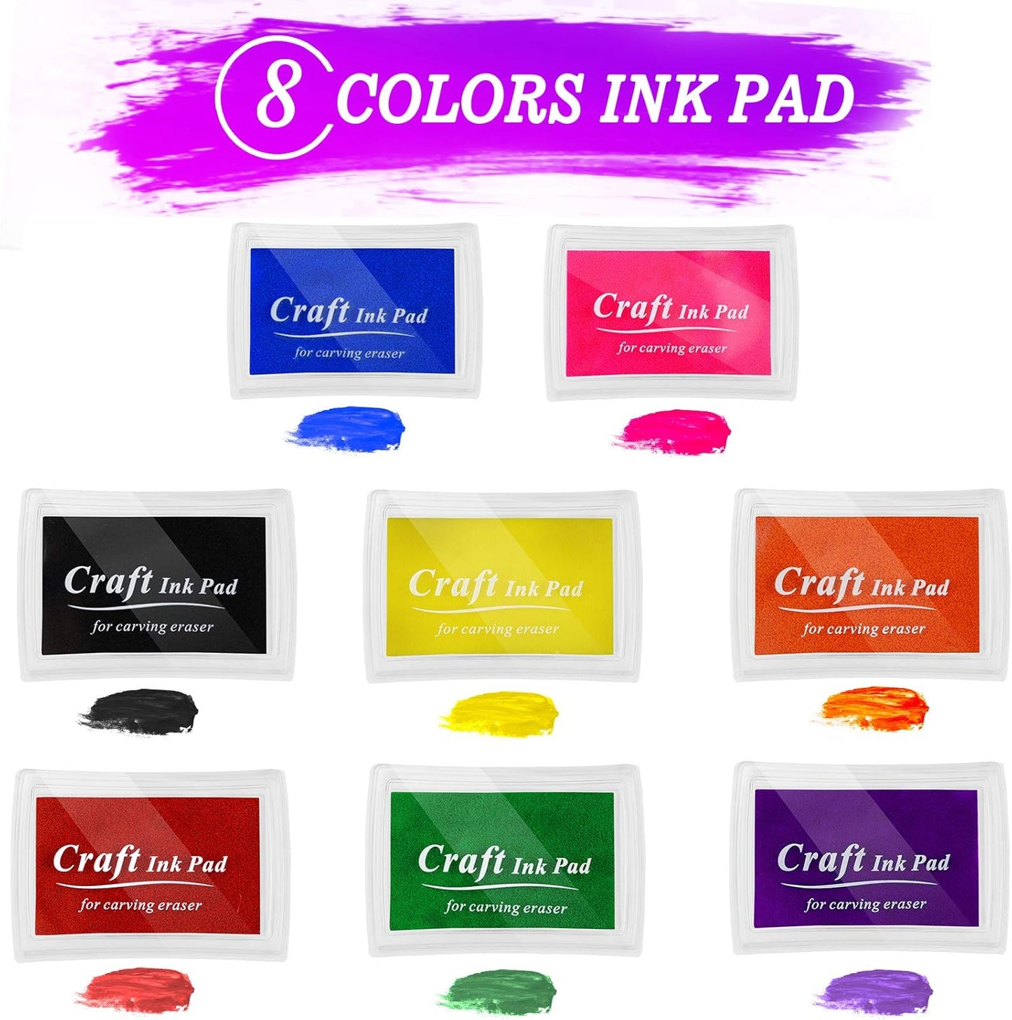 WAYCOM 18 Pcs Rubber Stamp Making Kit, Linoleum Cutter Set, Craft Ink Pad, Hobby Knife, Pencil for DIY Stamp Carving Craft