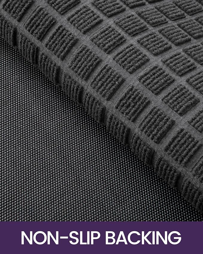 DEXI Front Door Mat Outside Entrance, 2x4 ft Rubber Entry Doormat Heavy Duty, Welcome Mats Non Slip for Inside House Floor Entryway Double Doors Exterior Patio, Checkered Grey