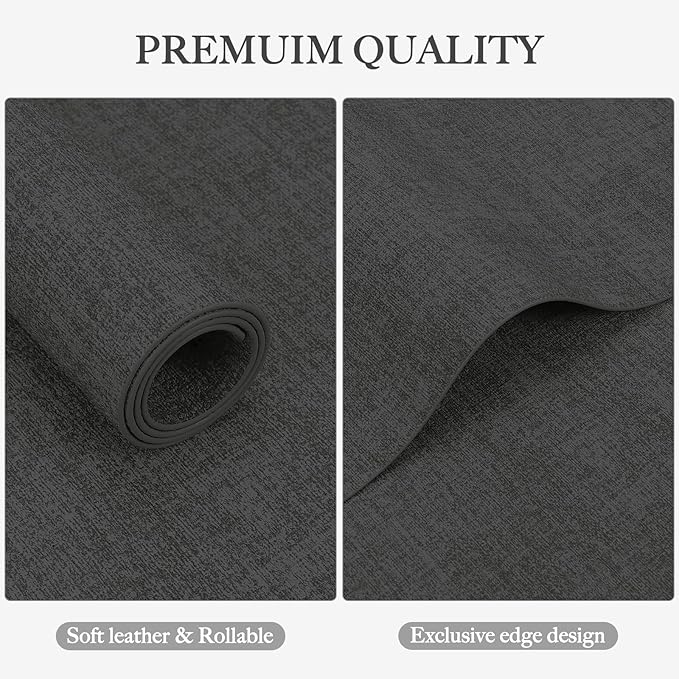 Faux Leather Heat Resistant Placemats Set of 8 – Waterproof Oilproof Wipeable Dining PU Vinyl Place Mat Easy Clean Table Mats for Kitchen/Dining/Party/Holiday, Dark Grey