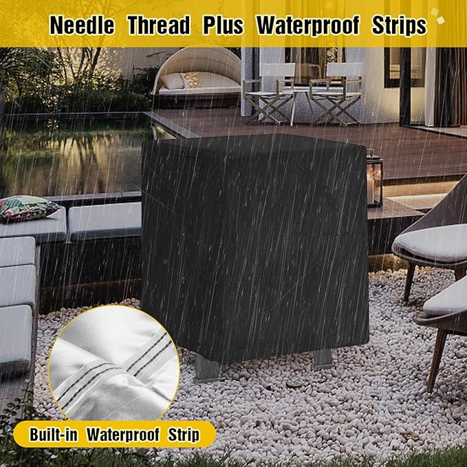 POMER Fire Pit Cover for Panovue Chiminea Fire Pit 45",Waterproof and Uv-resistant Patio Outdoor Fireplace with Drawstring Cord All Season Protection - 32"Lx23"Wx40"H