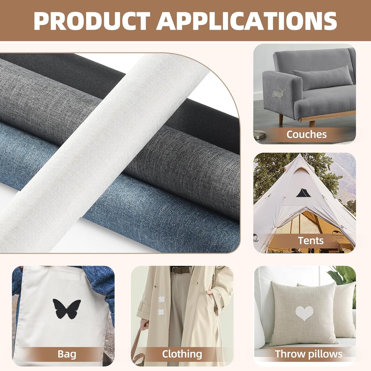 Fabric Repair Patch, Fabric Large Repair Tape, Self-Adhesive Patches for Furniture, Sofa, Car Interior, Shoes, Hand Bag, Clothing (Blue Grey, 3.5X79 Inch)