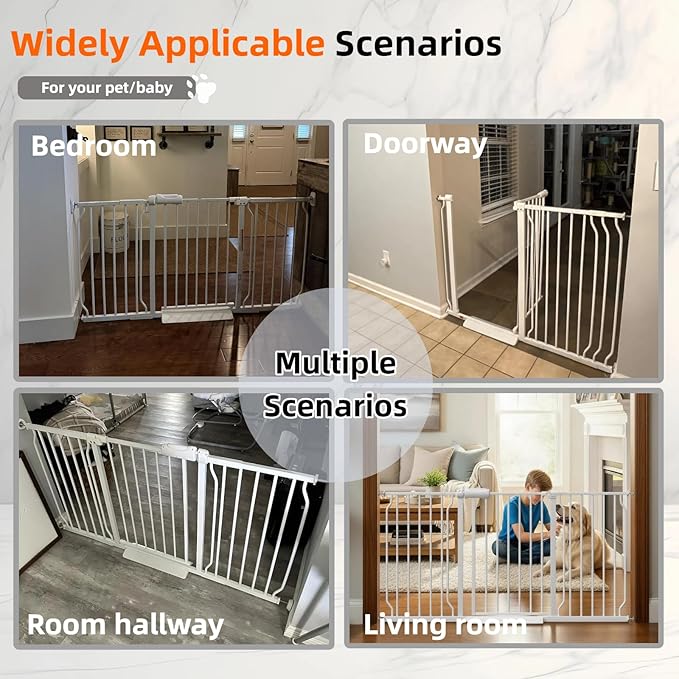 TSAYAWA Narrow Baby gate Baby Safety Gate 24.02-29Inch Auto Close Child Gates, Pressure Mounted Gate for Stairs & Doorways, Indoor/Outdoor Heavy-Duty Pet Gate for Toddlers, Dogs, White