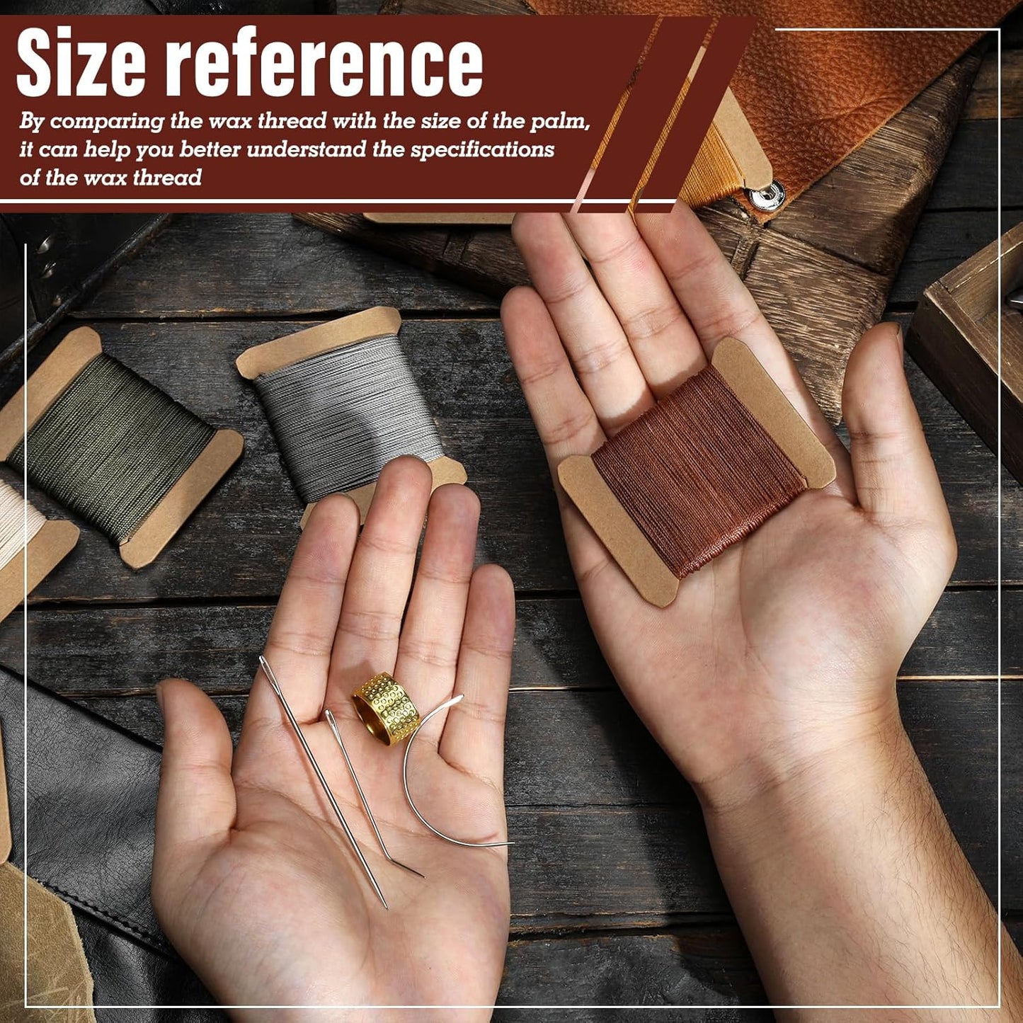 Repair Sewing Kit, Upholstery Needle with 32 Yard Waxed Thread and 8 Pcs Heavy Duty Leather Needles for Hand Stitching, Canvas & Quilting - 0.55mm Round Waxed Thread Dark Blue