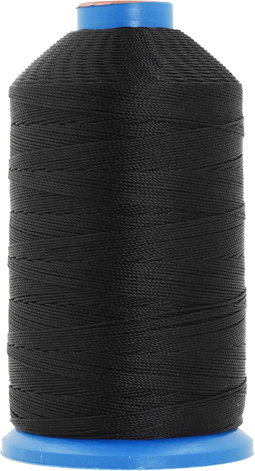 Mandala Crafts Bonded Nylon Thread Black Heavy Duty Sewing Threads - 800 YDs Size 207 630D T210 Tex 210 Thread for Leather Jeans Weaving Outdoor Marine Upholstery Threads