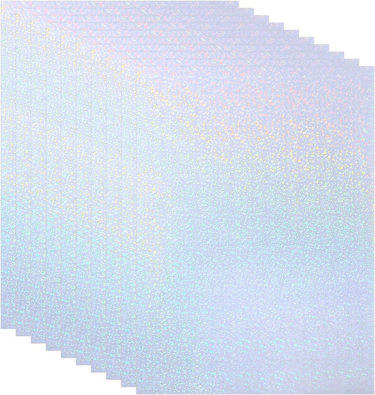 PATIKIL 11.7x8.3" Holographic Sticker Paper, 10Sheets A4 Polypropylene Self-adhesive Transparent Waterproof Laminate Overlay Film for Photo Cards Scrapbook Decorations, Little Circle