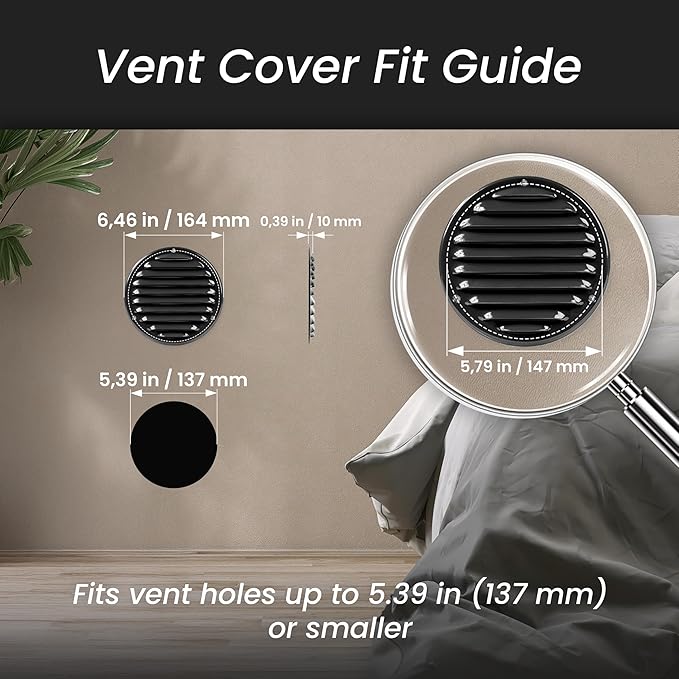 Repa Market 5 Inch (Opening Dimensions) Air Vent Covers/Black Galvanized Steel Return Air Grille/AC Vent Cover/Wall or Ceiling HVAC Registers Grilles & Vents for DIY & Home Improvement