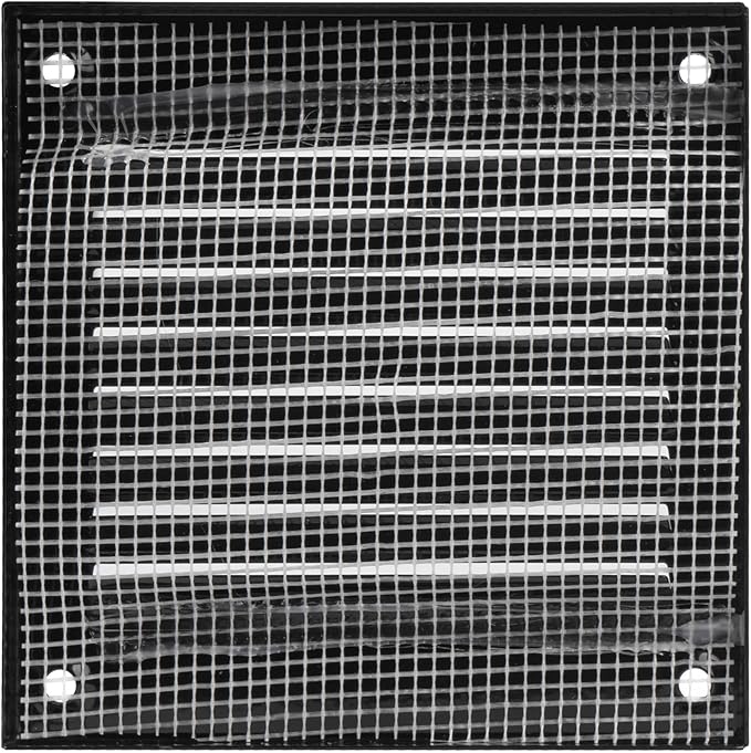 Vent Systems 4'' x 4'' Inch (Overall Dimensions) - Black Air Vent Cover - Metal Air Return Grill with Built in Guard Screen - HVAC Ducting Vent Duct Cover for Interior, Exterior Use