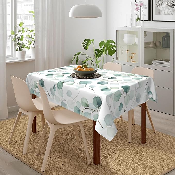Worltoldb Eucalyptu Tablecloths Polyester Table Cloth for Kitchen Dinning Table Washable Table Cover for Parties Wedding Picnic