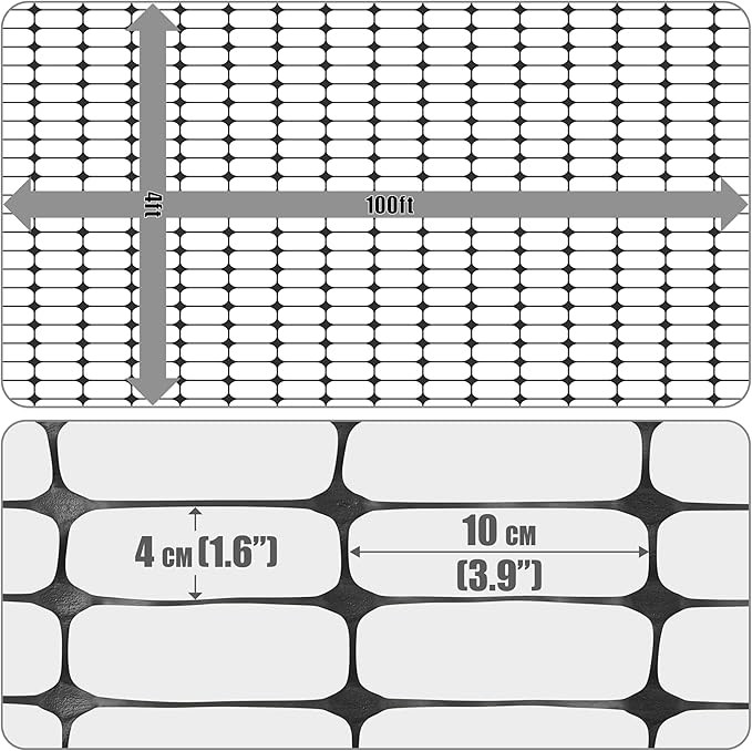 Fencer Wire 4 ft. Safety Fence, 100 ft. Black Plastic Fencing Roll for Construction, Pet and Event Fencing, 4 cm x 10 cm Mesh