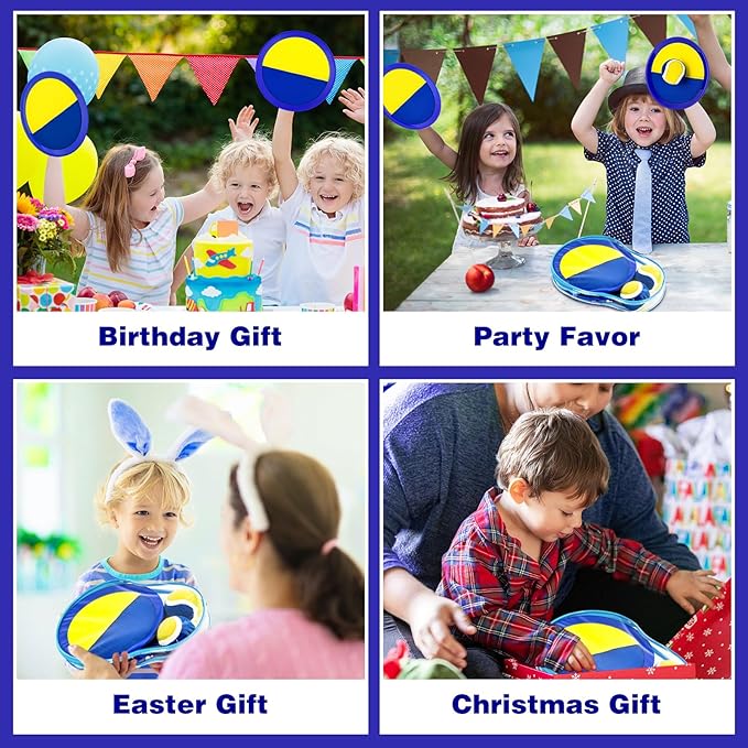 Ayeboovi Toss and Catch Ball Set Beach Pool Outdoor Toys Games for Kids Ages 3 4 5 6 7 8+ Year Old Boys Girls Birthday Gifts Stocking Stuffers for Boys Girls Ball Catch Game 2 Paddles 2 Balls Upgraded