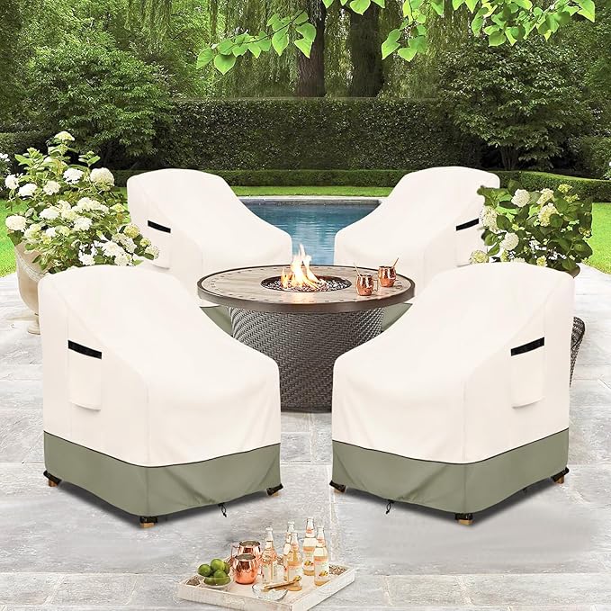 Outdoor Chair Covers 4 Pack 30 W x 34 D x 36 H inches,600D Heavy Duty Waterproof Adirondack Chair Cover,Outdoor Furniture Covers for Lawn/Garden Chiar