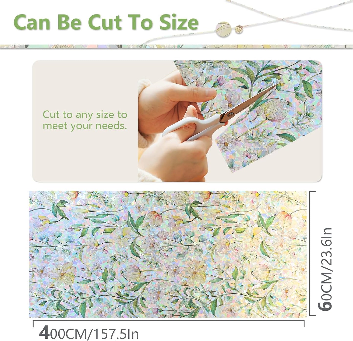 FINNEZ Window Privacy Film Stain Glass Film Flowers Rainbow Window Film Window Clings Non-Adhesive Reusable Decorative for Home（Forest Rainbow，23.6 Inch x 13.1 Feet）