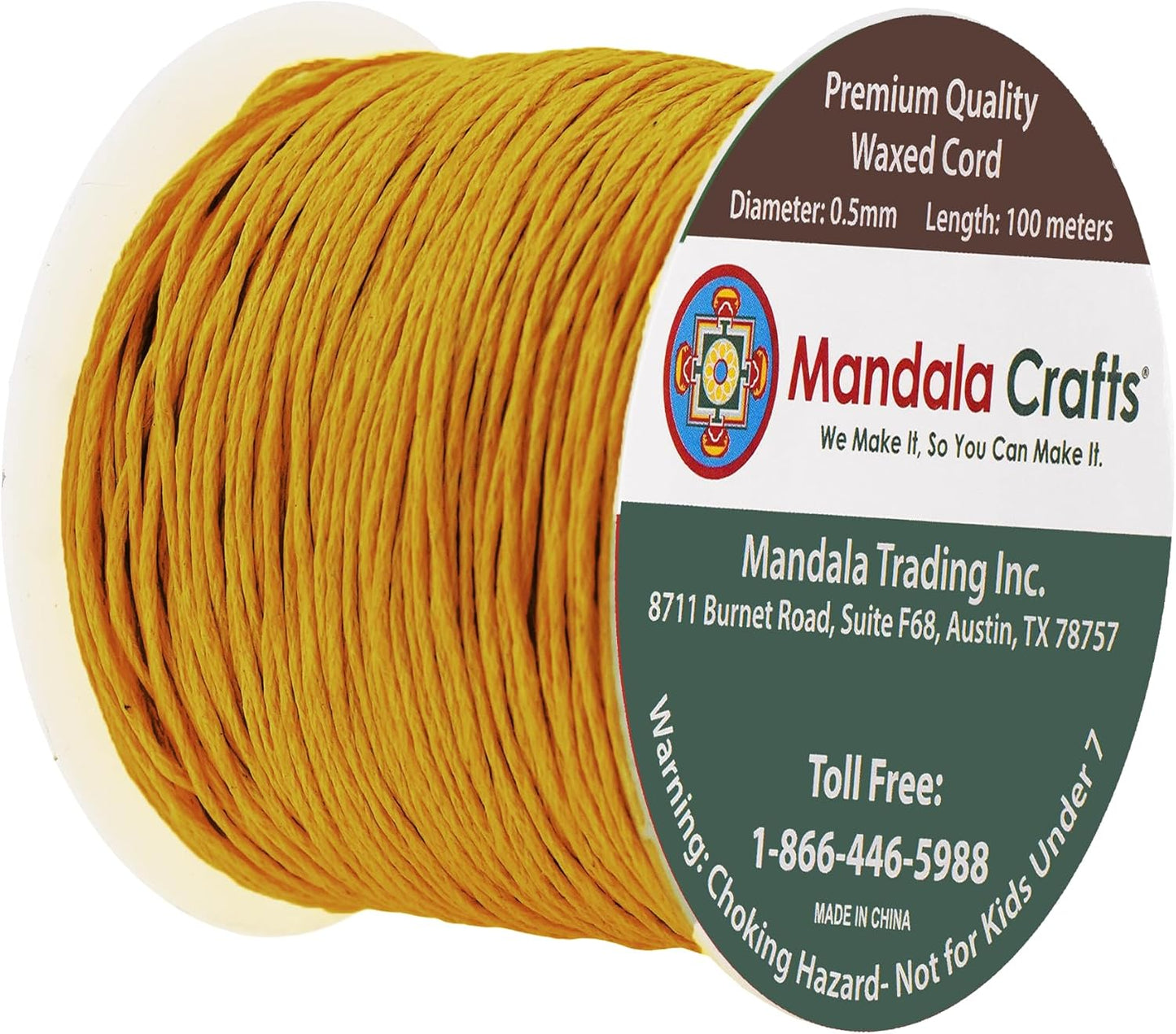 Mandala Crafts 0.5mm 109 Yards Dark Goldenrod Cotton Waxed Cord for Jewelry Making Bracelet Cord Waxed String - Beading String Thread Jewelry Cords for Necklaces String