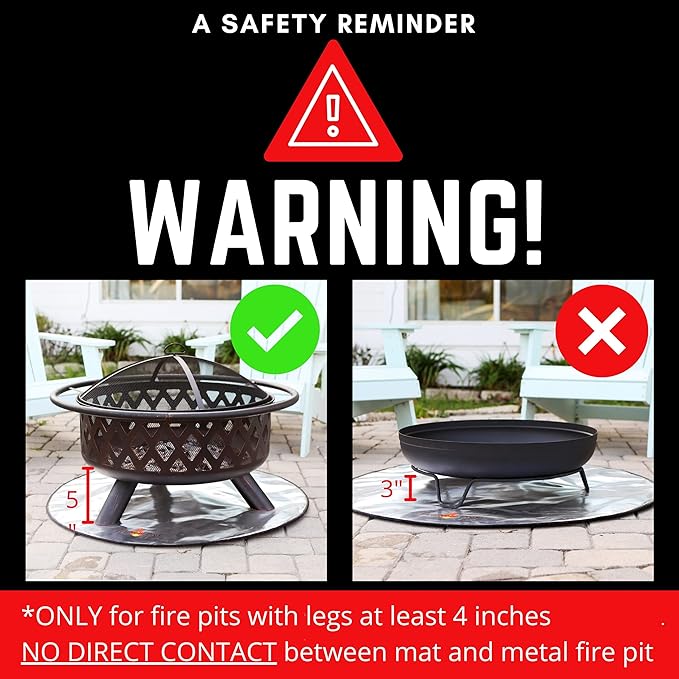 Fire Pit Mats for Under fire Pit 24" Round Non Combustable Heat Deflector Fire Resistant Fireproof Mat/Fireplace Mat. Pad Protector for firepit, Grill