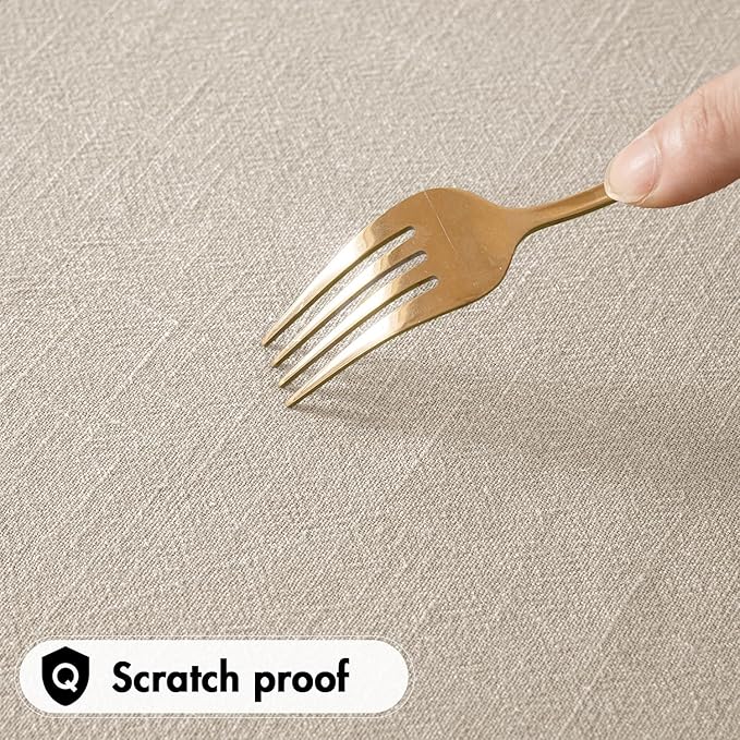 MIULEE Natural Linen Cotton Blend Tablecloth Rectangle, Luxury Waterproof Stain Resistant Durable Farmhouse Oblong Table Cloth for Dining Party Christmas Weddings Birthday, 52 x 70 inch, Ivory Cream