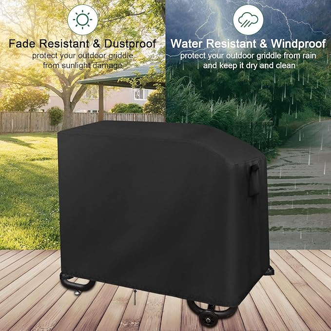 42 in Flat Top Grill Cover Waterproof for Cuisinart Flat Top 2 Burner Griddle CGG-0028, 42 inch Weatherproof Cover for Outdoor Griddle, Waterproof Propane griddles Covers for Gas Grill