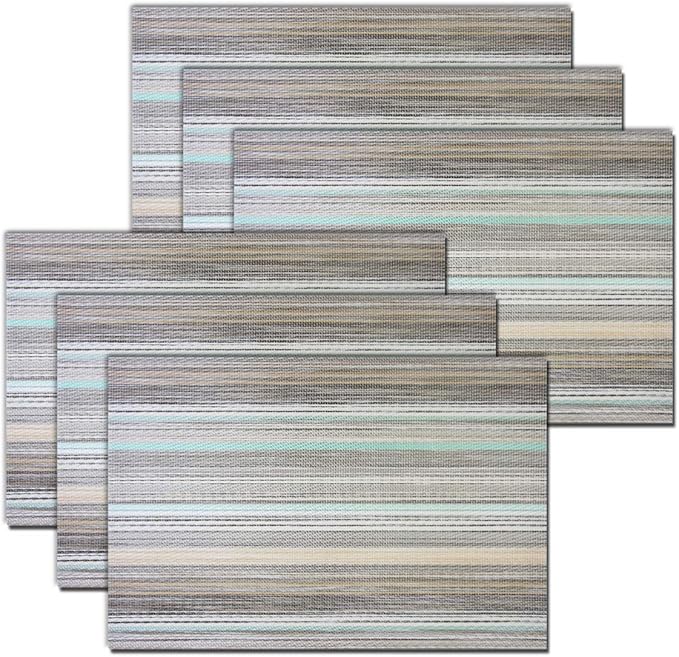 Colorful Placemats Set of 6, Non-Slip Heat-Insulation Table Placemats Easy to Wipe Clean Washable Placemat Indoor Outdoor (Teal)