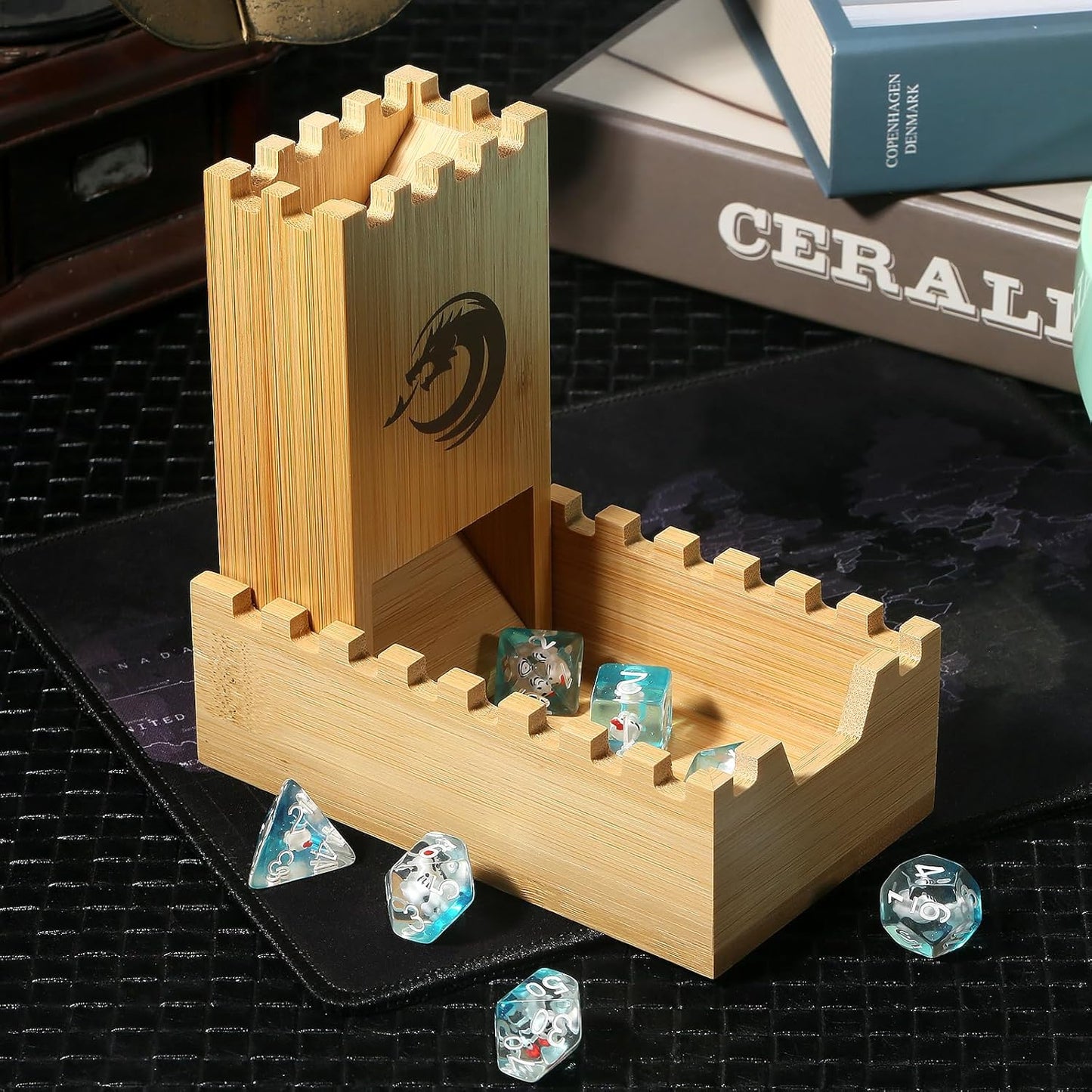DNDND Bamboo Dice Tower, Folding Dice Tower DND Dice Rolling Tower for Dungeons and Dragons D&D Tabletop Game and RPG Games