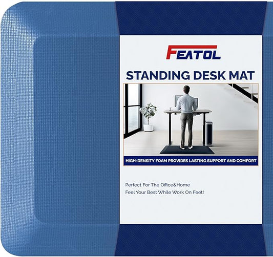 FEATOL Anti Fatigue Mat for Standing, 9/10 Extra Thick Ergonomic Standing Desk Mat, Comfort & Durable Memory Foam Standing Mat at Home,Office All Day (20" x 32", Blue, 1PC)