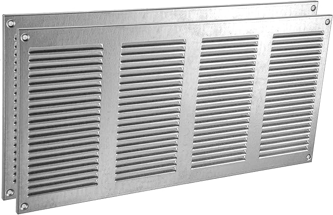 Vent Systems 16" x 8" Inch (Overall Dimensions) Pack of 2 - Galvanized - Air Vent Cover Metal Air Return Grill with Built-in Pest Guard Screen HVAC Vent Duct Cover for Home Improvement