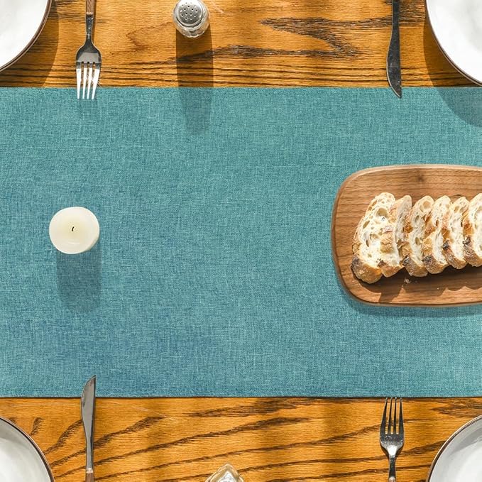 Artoid Mode Turquoise Aqua Table Runner, Seasonal Summer Washable Kitchen Dining Table Decoration for Home Party Decor 13x108 Inch