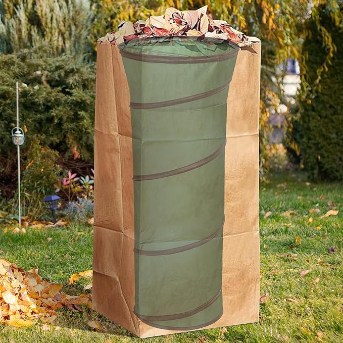 Adnee Leaf Bag Funnel Holder, Foldable Lawn Bag Chute Stand Fit for 30 Gallon Paper Bags, Reusable Yard Waste Bag Funnel for Handling Garbage and Leaves