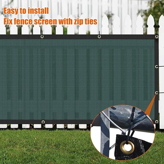 AYOHA 4' x 50' Privacy Fence Screen Fabric Mesh Shade Net Cover, Heavy Duty 160 GSM Privacy Barrier for Chain Link Fence, 90% Privacy Blockage, Excellent Airflow, Cable Zip Ties Included, Green