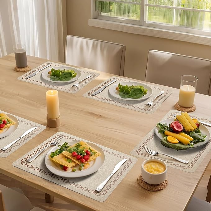 Placemats Set of 4, Heat Resistant & Waterproof Table Mats for Dining, Non Slip Scratch Proof Place Mats for Kitchen, Easy to Clean - Outdoor,Indoor Use（17x12 Inch）