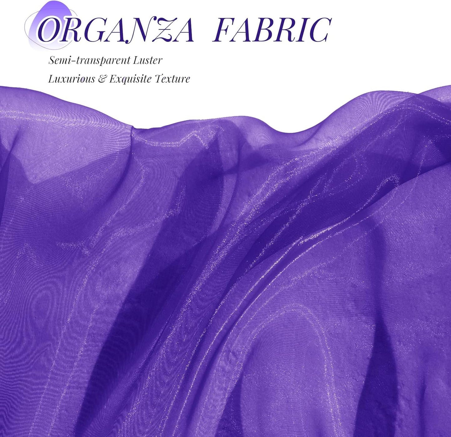 P Pothuiny Sheer Organza Fabric by The Yard, 10 Yards x 60 Inch Wide Bridal Purple Organza Tulle Fabric Roll Shiny Gauze Fashion Dress Sewing Craft for Wedding Party Decorations Backdrop