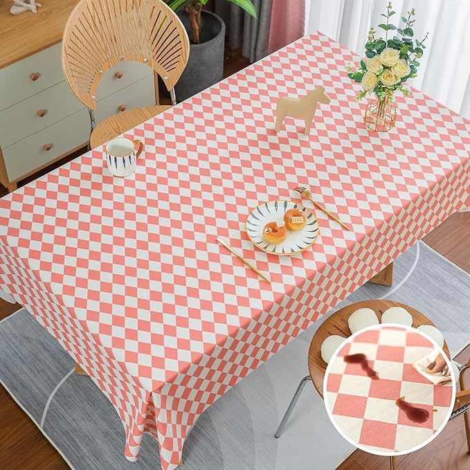 Rectangle Table Cloth,100% Waterproof Tablecloth Oil Proof Spill Proof Vinyl Table Cloth, Wipe Clean Plastic Table Cover for Dining, Camping, Indoor and Outdoor 54" x 84",