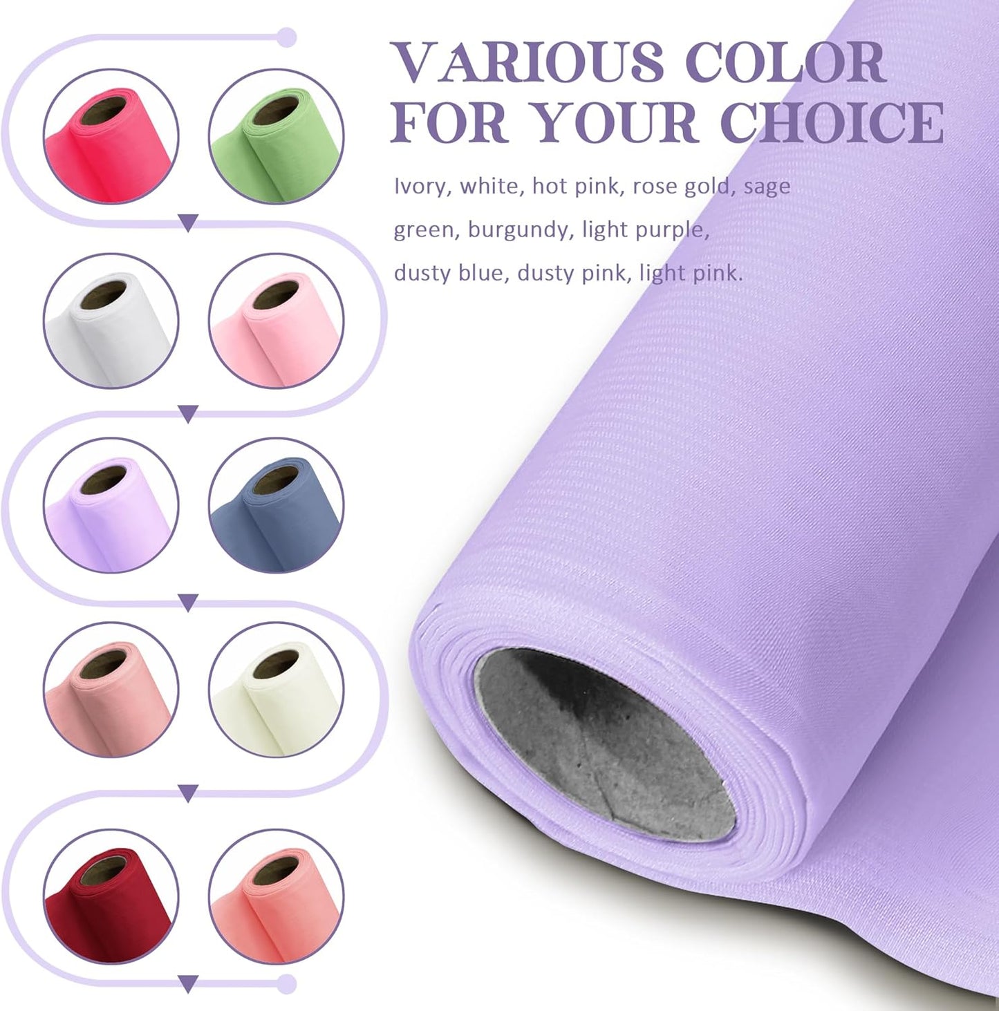 Horbaunal Lavender Chiffon Fabric by The Yard, 5 Yard Continuous Sheer Fabric 59" Wide Soft Draping Fabric for Wedding Arch Draping Party Backdrop DIY Sewing