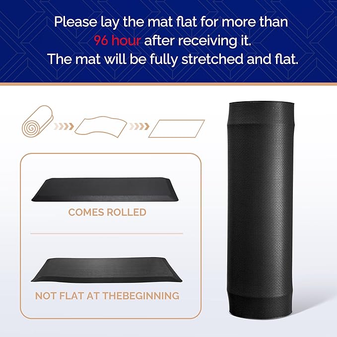 FEATOL Anti Fatigue Mat for Standing, 9/10 Extra Thick Ergonomic Standing Desk Mat, Comfort & Durable Memory Foam Standing Mat at Home,Office All Day (24" x 70", Black, 1PC)