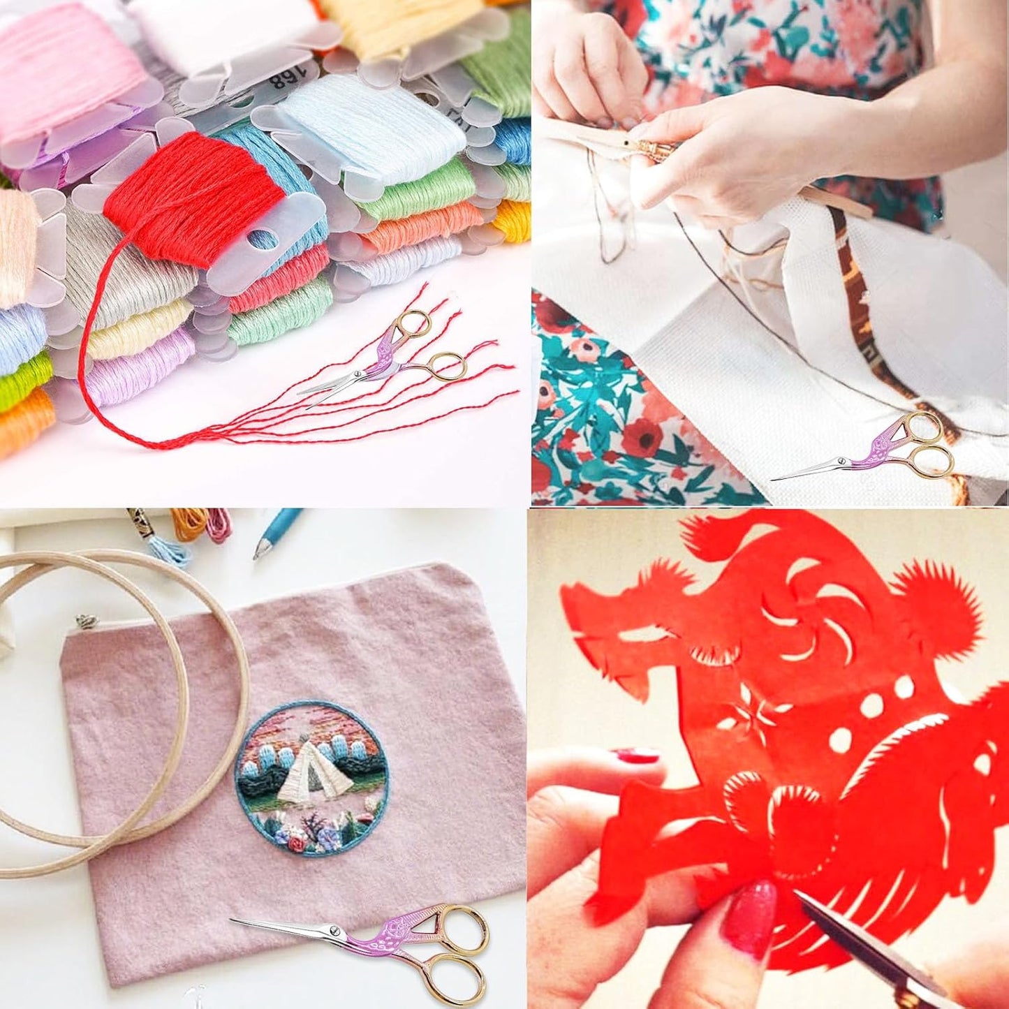 BIHRTC 4.5Inch Stork Stainless Steel Sharp Tip Scissors with Leather Safe Cover Sewing Dressmaker Scissors for Embroidery Craft Needle Work Art Work Handcraft Threading