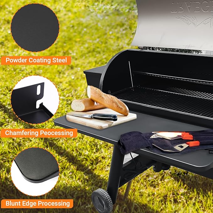 Utheer Folding Front Shelf for Traeger Pro 34, Century 885, Texas Elite 34 Pellet Grills, BAC363 Grill Accessory 37" x 12", Heavy-Duty Steel Table Supports 60 LBS, Foldable Prep & Storage Station
